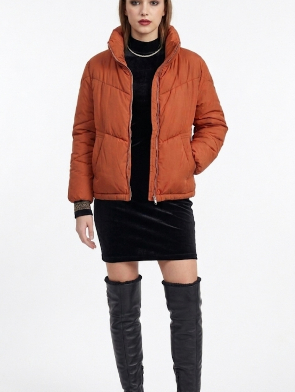 H&M Divided Brown Puffer Jacket, Size XS, Short, Pockets, Very Good Condition - Picture 2 of 12